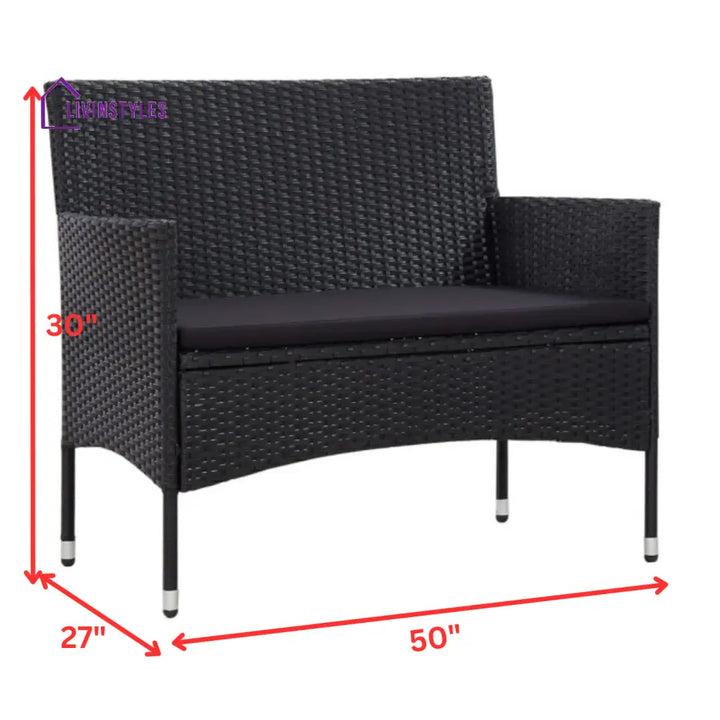 Rino Outdoor 2 seater Sofa (Black) - Sofa Sets