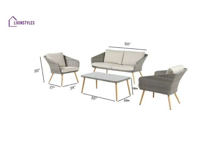 Rios Outdoor Garden Balcony Sofa Set 2 Seater 2 Single seater and 1 Center Table Set (Gray + Beige) - Sofa Sets
