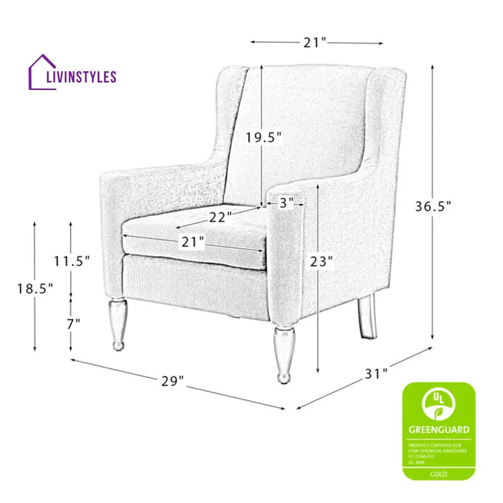 Rishika Solid Wood Frame and Fabric Arm Chair | Living Room Chair | Lounge Chair