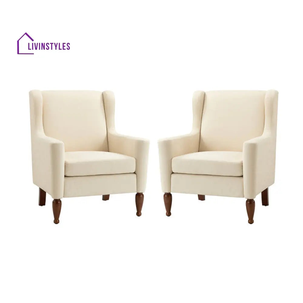 Rishika Solid Wood Frame and Fabric Arm Chair | Living Room Chair | Lounge Chair