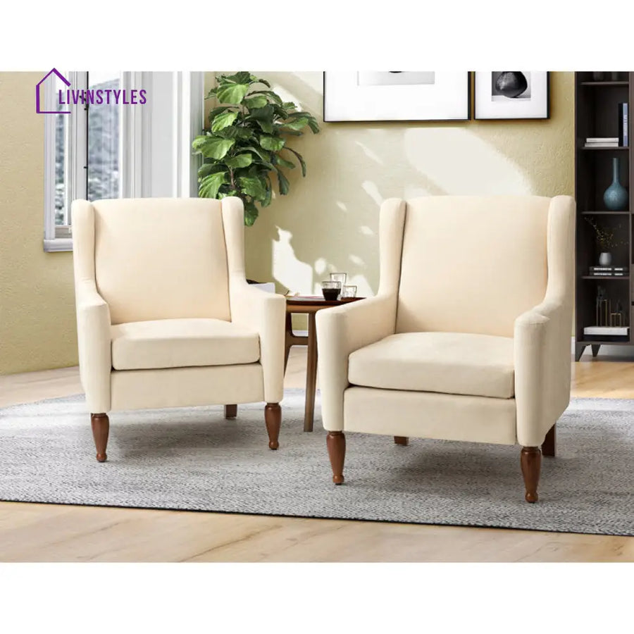 Rishika Solid Wood Frame and Fabric Arm Chair | Living Room Chair | Lounge Chair