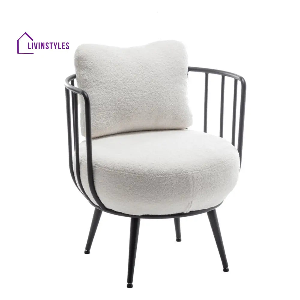 Ritambhara Metal and Fabric Arm Chair | Living Room Chair | Lounge Chair