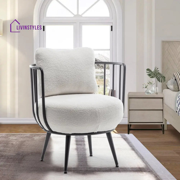 Ritambhara Metal and Fabric Arm Chair | Living Room Chair | Lounge Chair