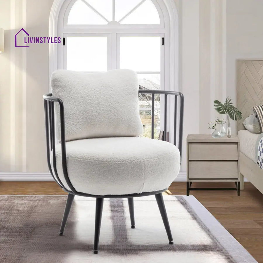 Ritambhara Metal and Fabric Arm Chair | Living Room Chair | Lounge Chair