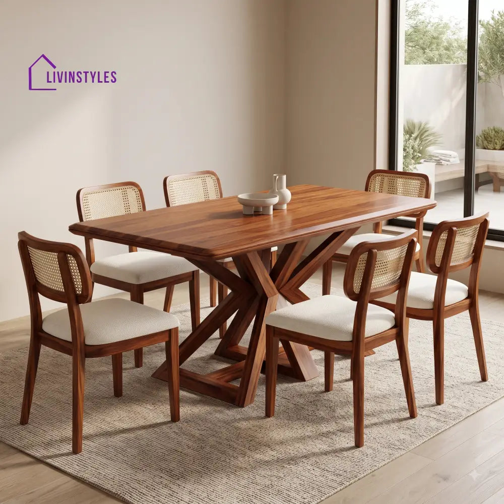 Rithika Premium Wooden 6 Seater Dining Table Set