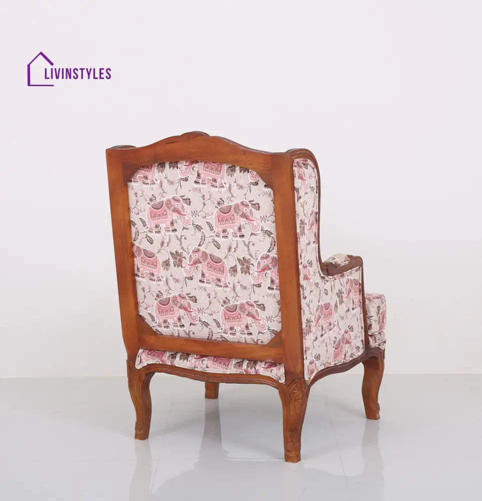 Rito Solid Wood Lounge Chair with Printed Fabric