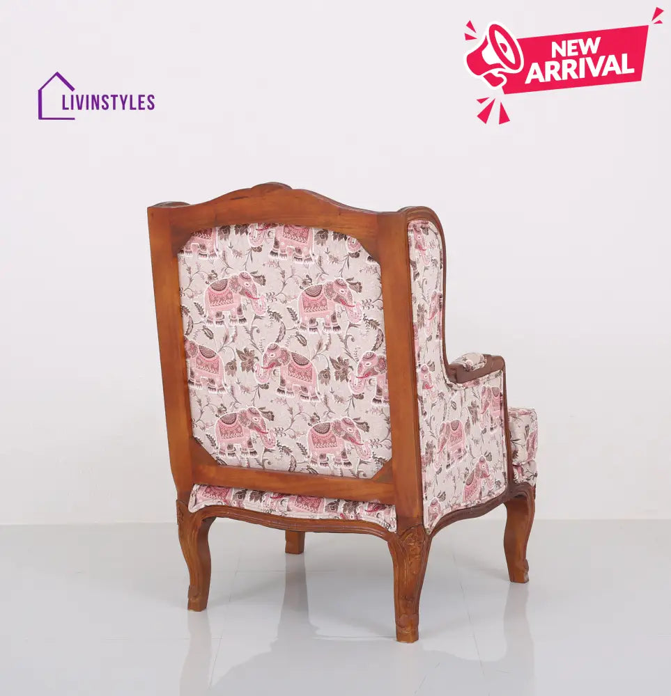 Rito Solid Wood Lounge Chair with Printed Fabric