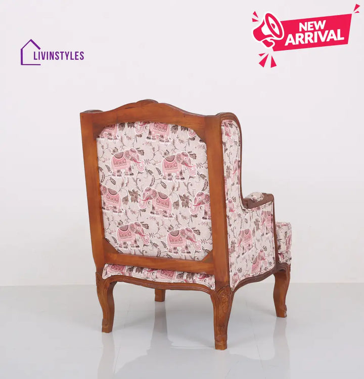 Rito Solid Wood Lounge Chair with Printed Fabric