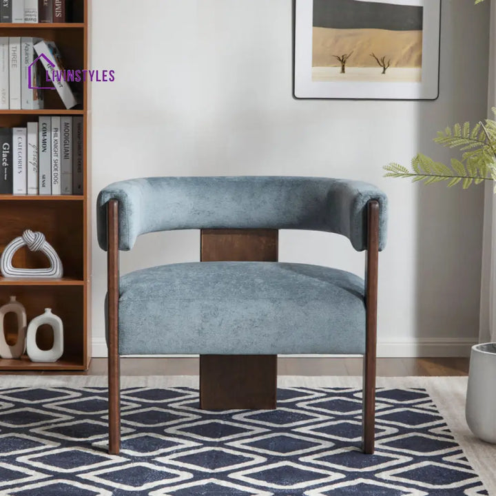 Ritvika Solid Wood and Fabric Arm Chair | Living Room Chair | Lounge Chair