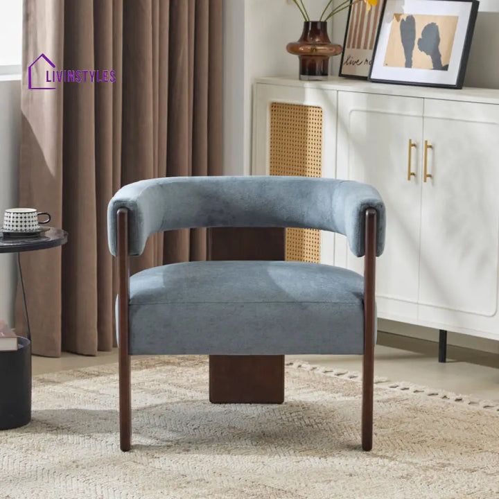 Ritvika Solid Wood and Fabric Arm Chair | Living Room Chair | Lounge Chair