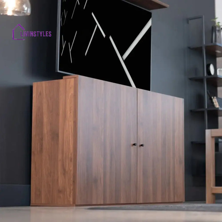 River Wooden Finish Tv Unit Stand for Living Room