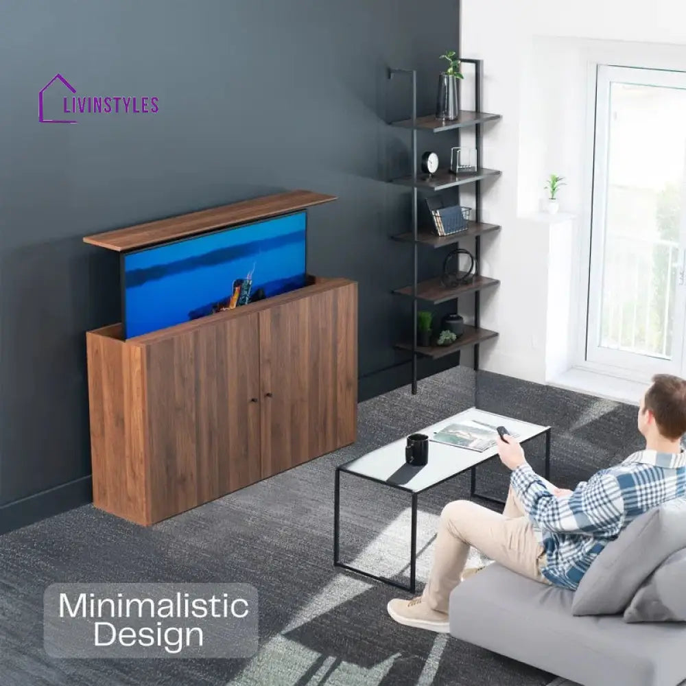 River Wooden Finish Tv Unit Stand for Living Room