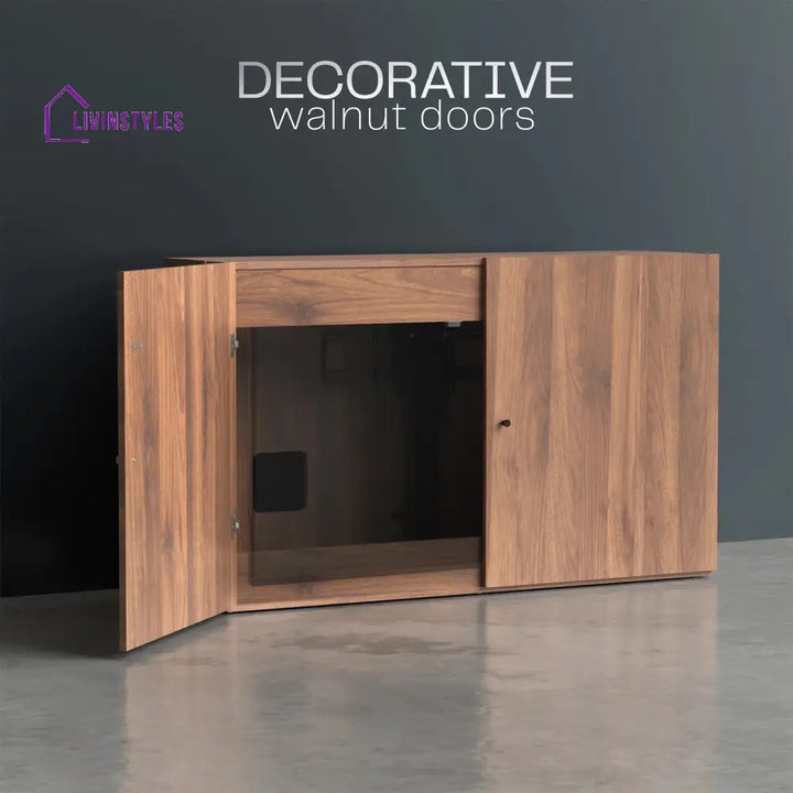 River Wooden Finish Tv Unit Stand for Living Room