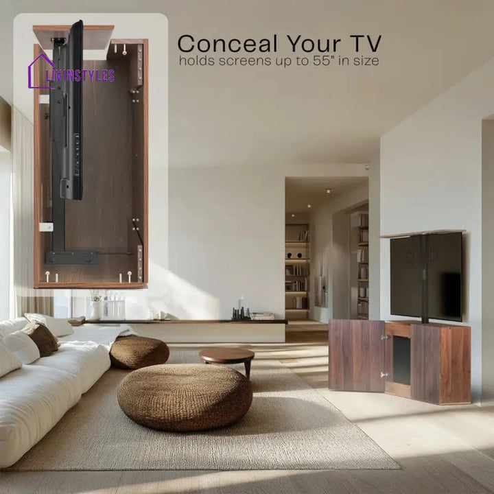River Wooden Finish Tv Unit Stand for Living Room