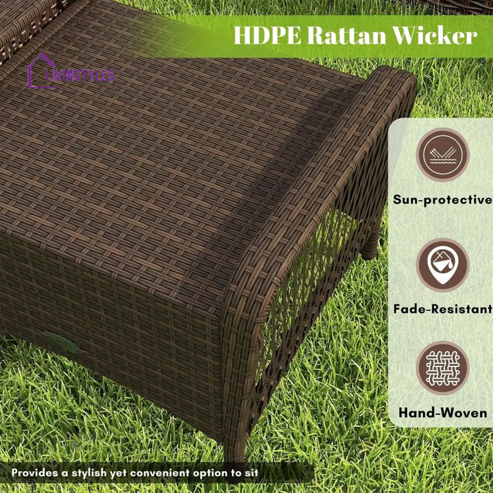 Riya 2-Piece Outdoor Rattan Wicker Ottoman Set - Footrest