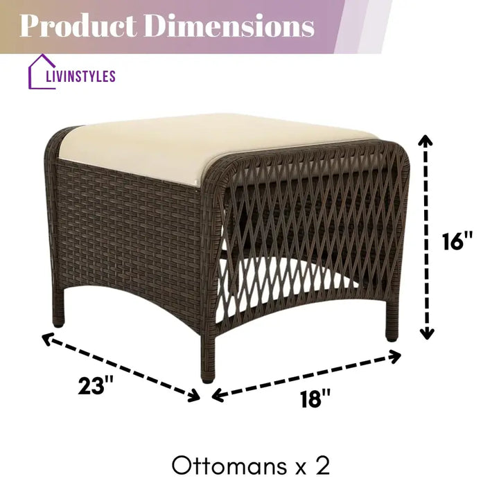 Riya 2-Piece Outdoor Rattan Wicker Ottoman Set - Footrest