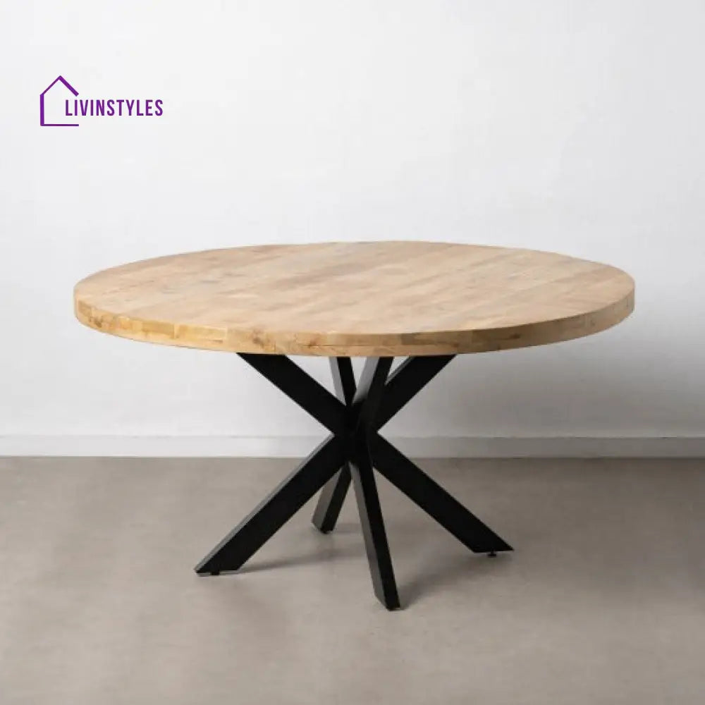 Riya Rough Mango Wood Round Dining Table