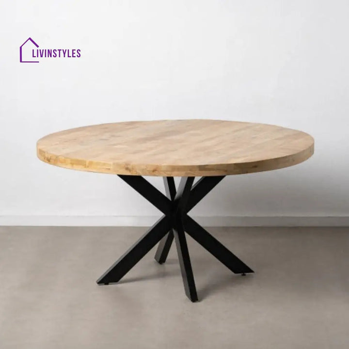 Riya Rough Mango Wood Round Dining Table