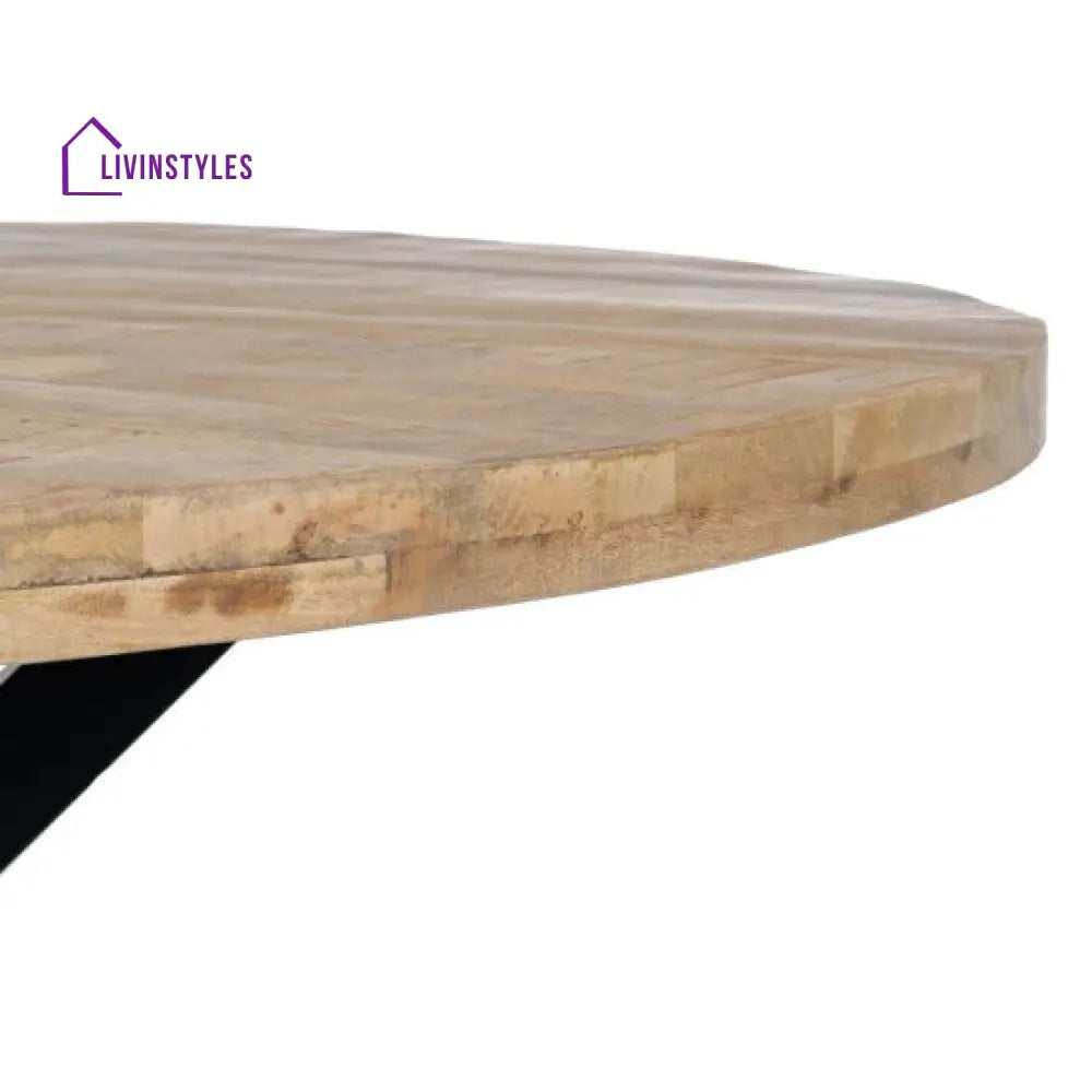 Riya Rough Mango Wood Round Dining Table