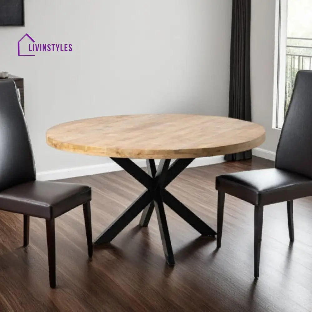 Riya Rough Mango Wood Round Dining Table
