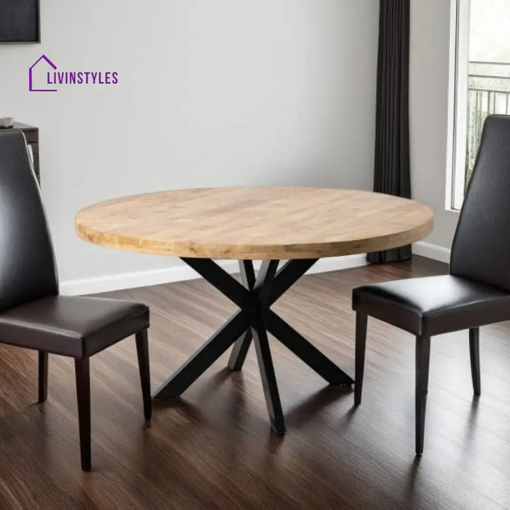 Riya Rough Mango Wood Round Dining Table