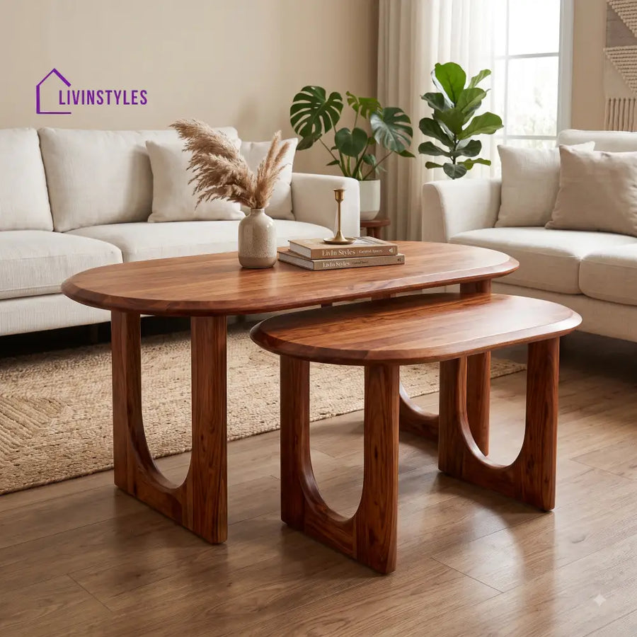 Riya Sheesham Wood Coffee Table Set | Wooden Nesting Tables