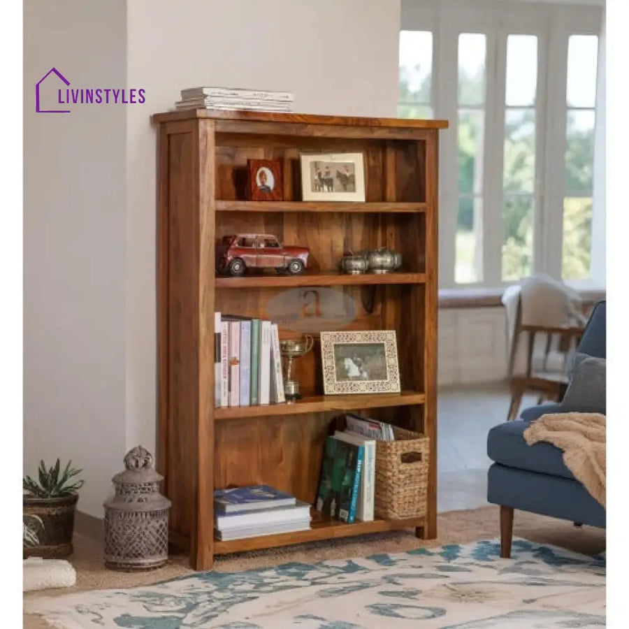 Riya Wooden Bookshelf in Honey Finish