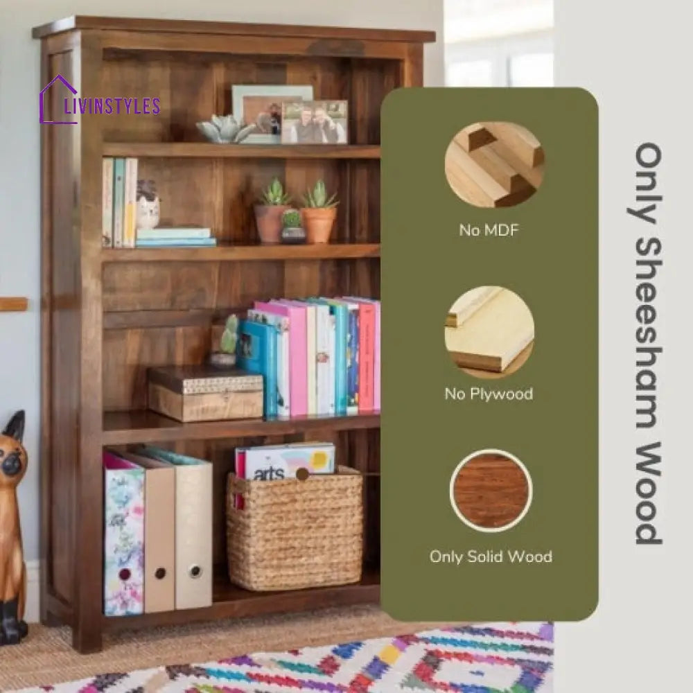 Riya Wooden Bookshelf in Honey Finish