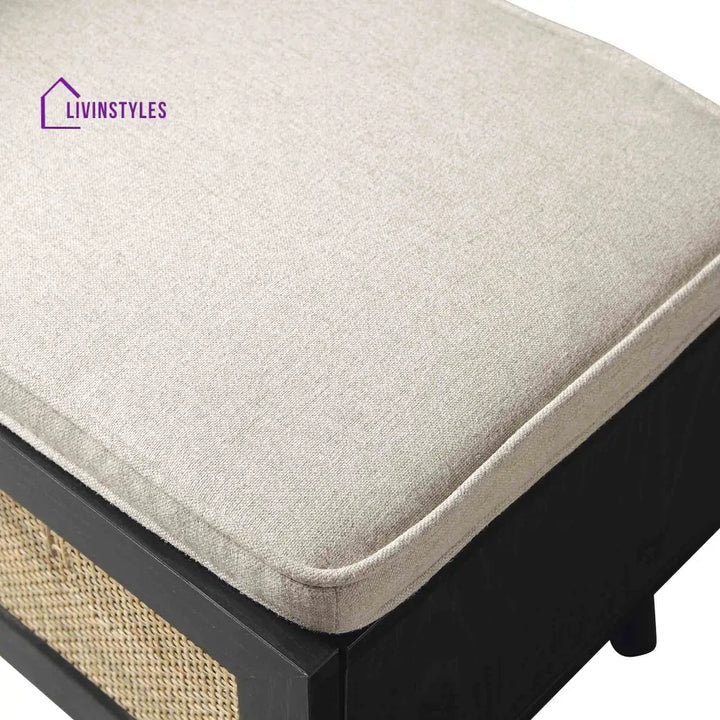 Frances Woven Rattan Storage Bench with Cushion Black Cabinets & Chests