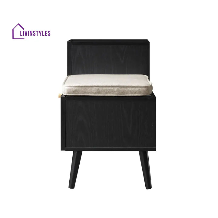 Frances Woven Rattan Storage Bench with Cushion Black Cabinets & Chests