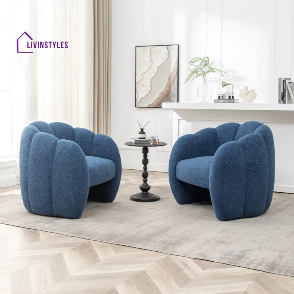 Riyana Solid Wood and Fabric Arm Chair | Living Room Chair | Lounge Chair