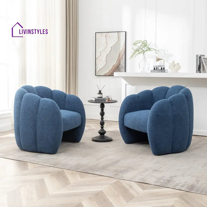 Riyana Solid Wood and Fabric Arm Chair | Living Room Chair | Lounge Chair