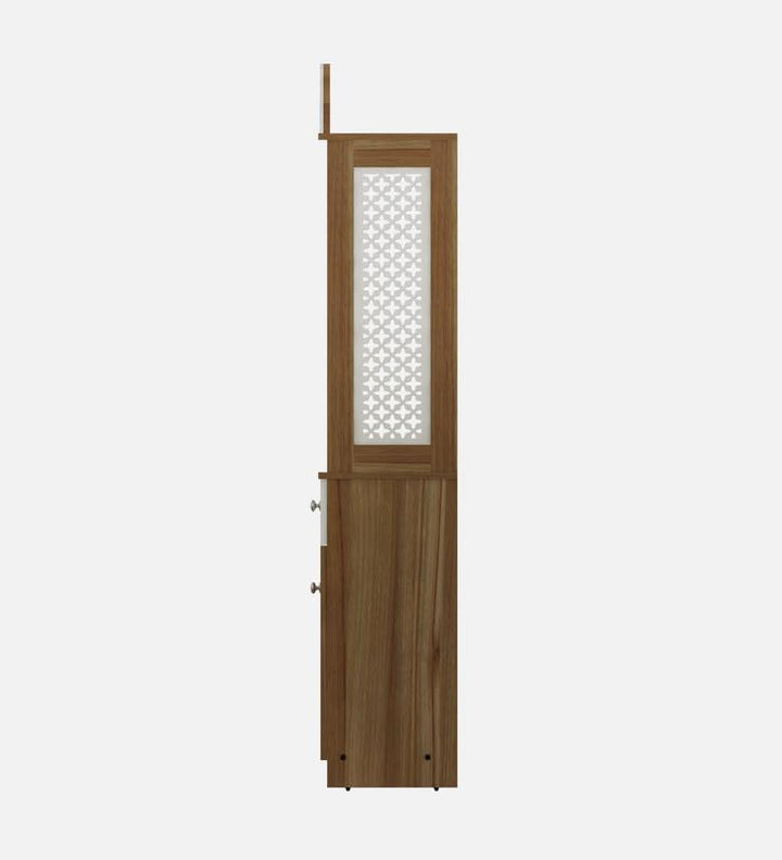 OmkarWood Natural Wooden Finish Pooja Temple with Storage & Drawer