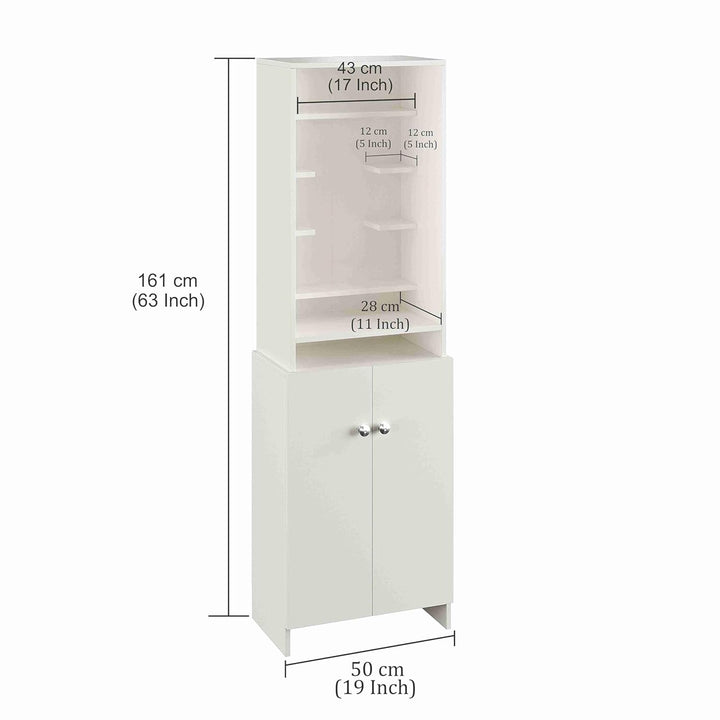 OmkarWood Premium White Pooja Temple with Storage