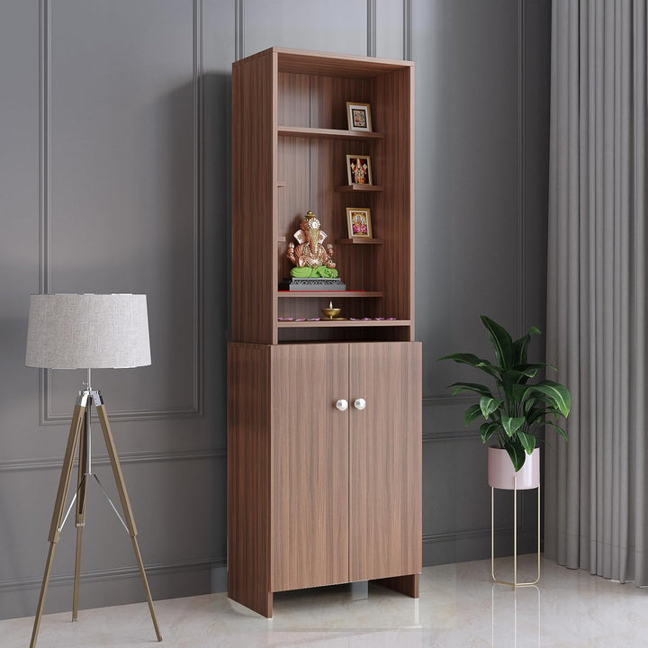 OmkarWood Premium Engineered Wood Temple with Storage (Walnut Finish)