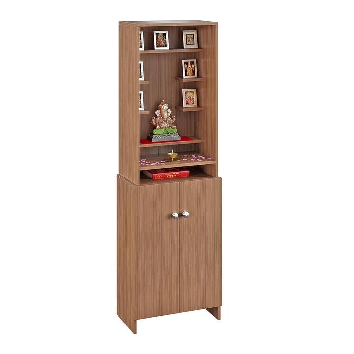 OmkarWood Premium Engineered Wood Temple with Storage (Walnut Finish)