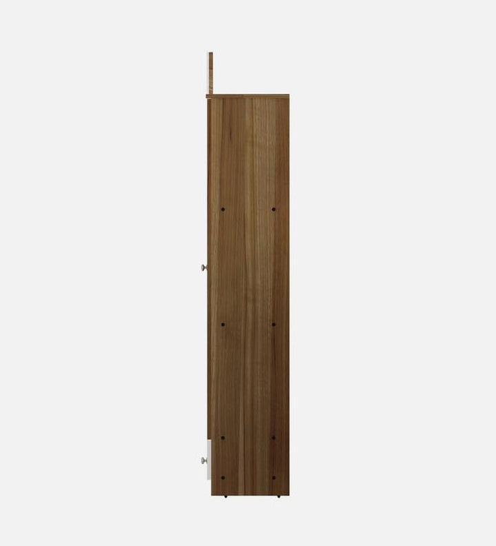 OmkarWood Lyon Teak & White Engineered Wood Pooja Mandir with Doors & Storage