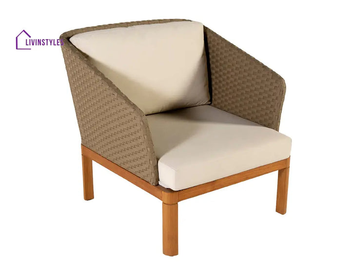 Roberta Outdoor Sofa Set 2 Seater 2 Single seater and 1 Center Table (Beige + Brown) - Sofa Sets