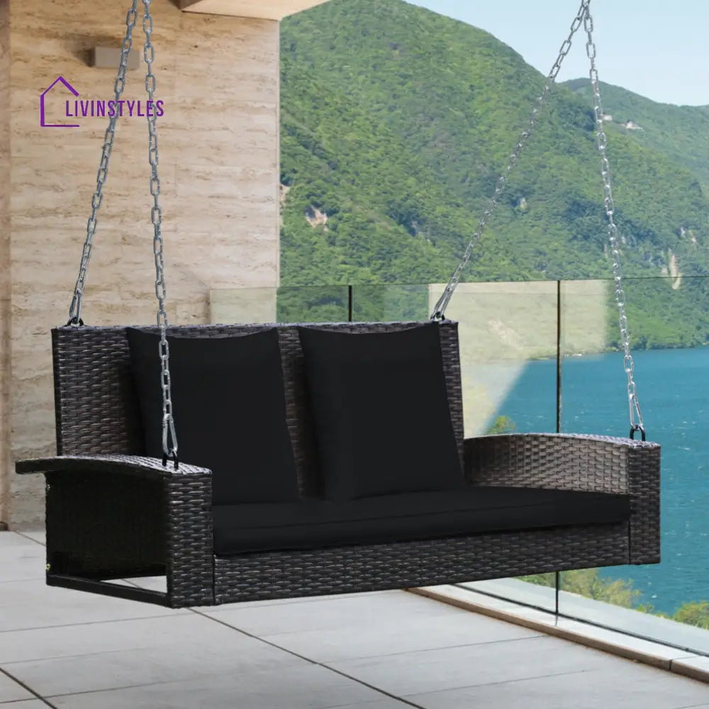Robertina Double Seater Hanging Swing Without Stand For Balcony Garden Swing (Dark Brown) - Swings