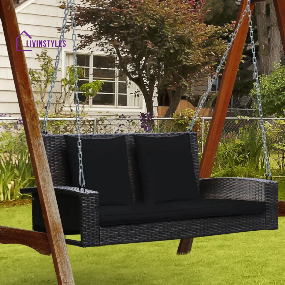 Robertina Double Seater Hanging Swing Without Stand For Balcony Garden Swing (Dark Brown) - Swings