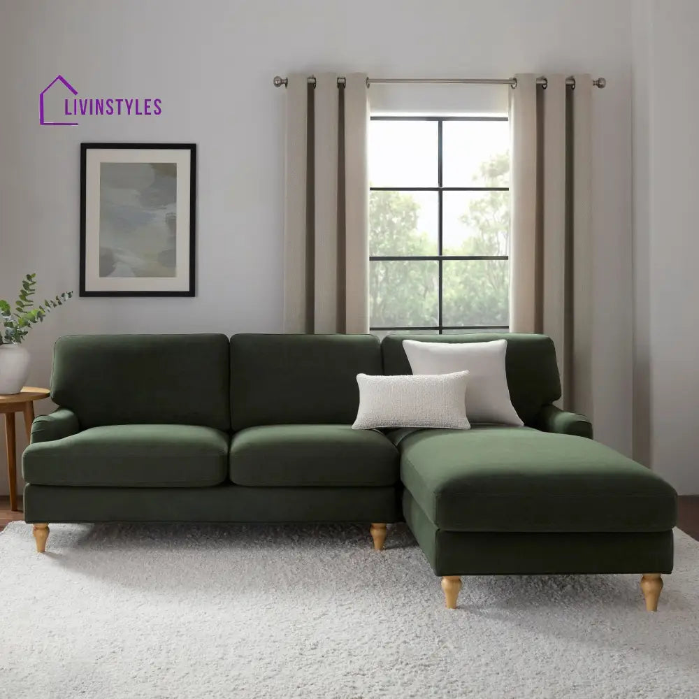 Roberto Right Hand Chaise Sofa - Dark Olive - Sofas