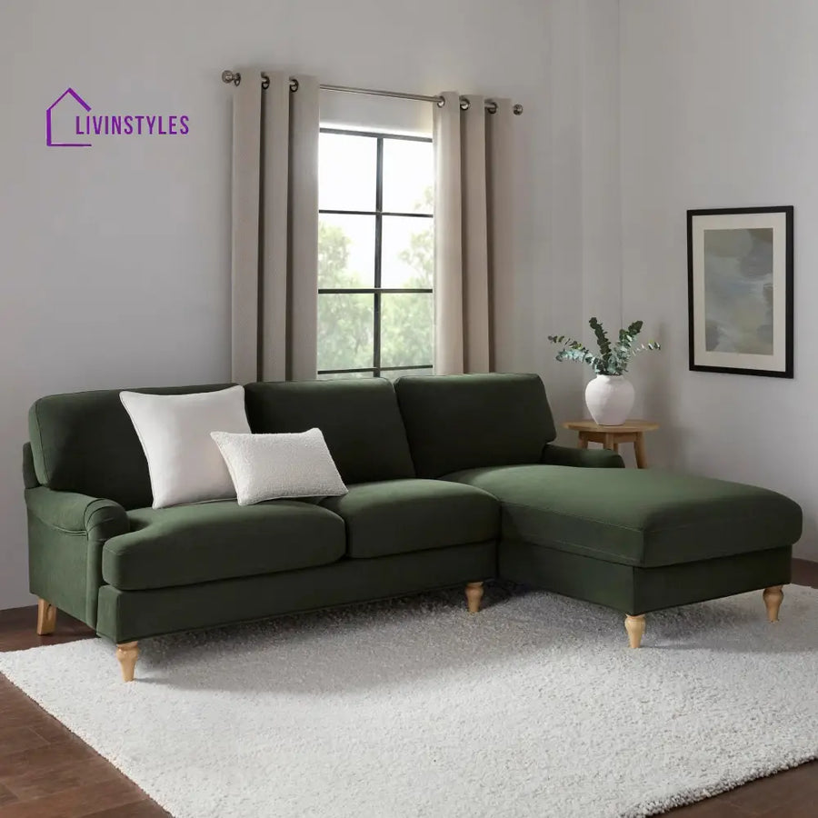 Roberto Right Hand Chaise Sofa - Dark Olive - Sofas