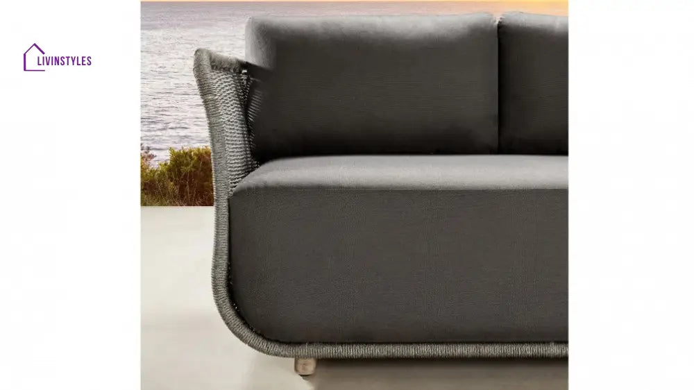 Rocco Outdoor Sofa 3 Seater 2 Single Seater (Dark Grey) Braided & Rope - Sofa Sets