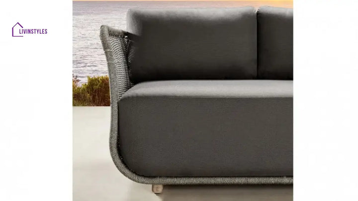 Rocco Outdoor Sofa 3 Seater 2 Single Seater (Dark Grey) Braided & Rope - Sofa Sets