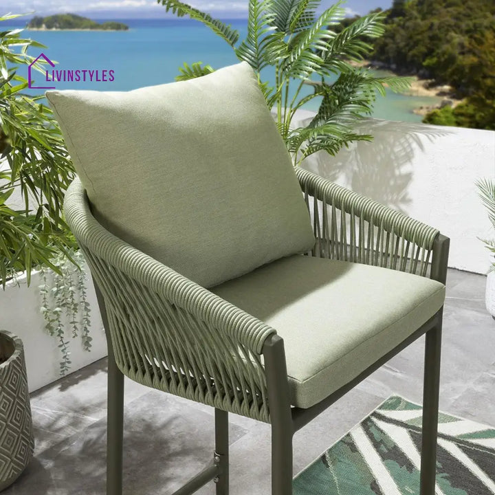 Rocío Outdoor Patio Bar Set 4 Chairs and 1 Table Set (Green) Braided & Rope - Bar Sets