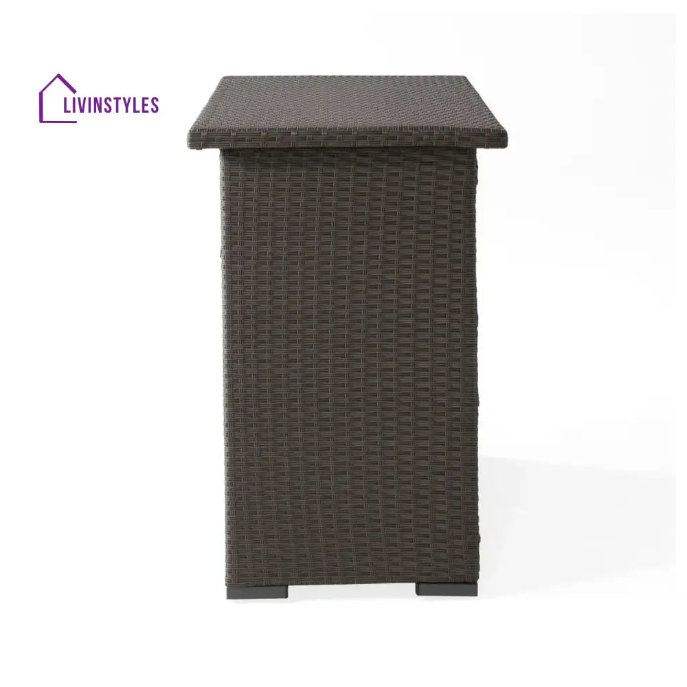 Rocio Outdoor Rattan Wicker Bar Table With Storage Selves - Bar Table