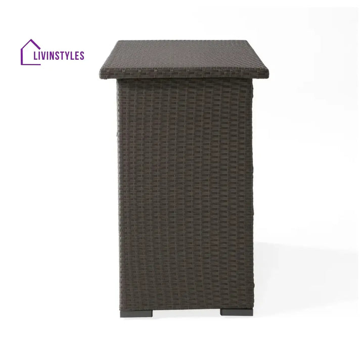 Rocio Outdoor Rattan Wicker Bar Table With Storage Selves - Bar Table