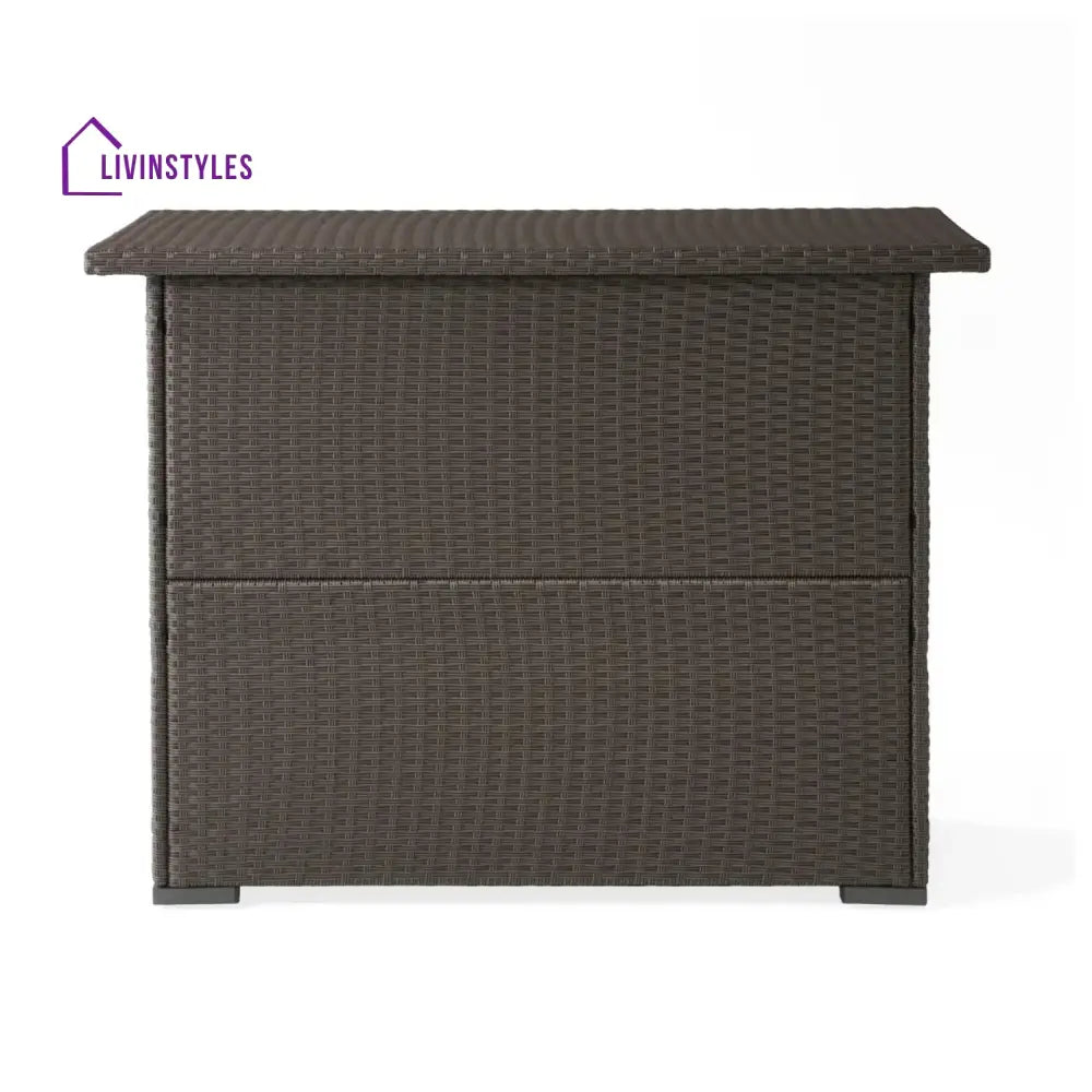 Rocio Outdoor Rattan Wicker Bar Table With Storage Selves - Bar Table