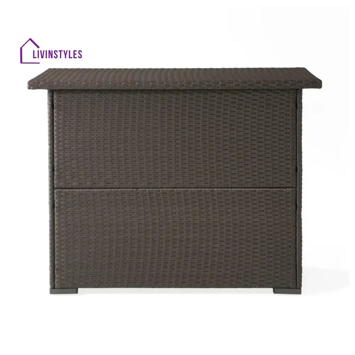 Rocio Outdoor Rattan Wicker Bar Table With Storage Selves - Bar Table