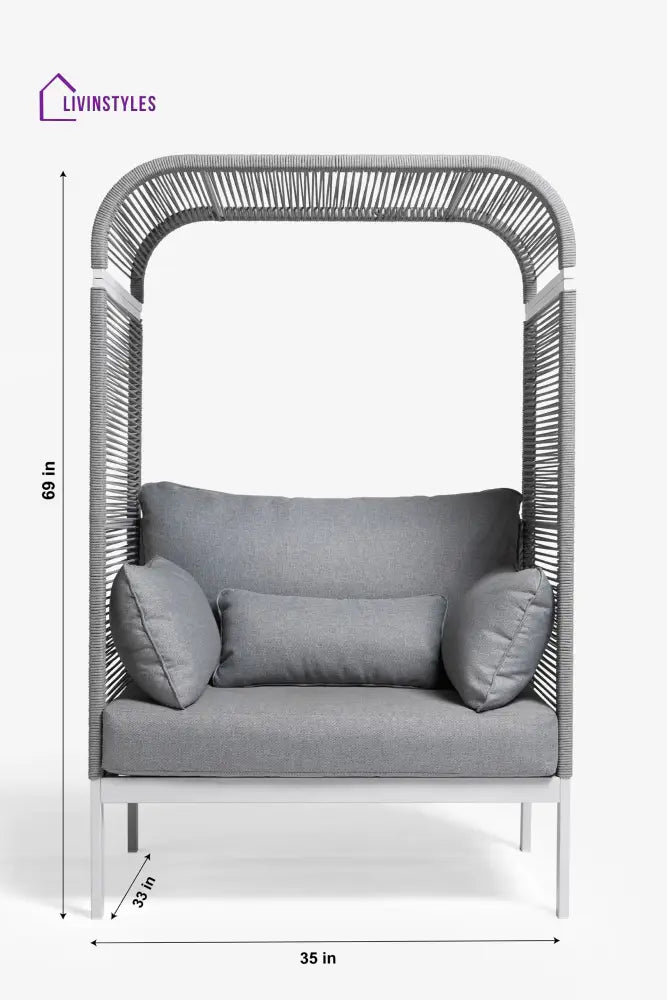 Rock Outdoor Poolside Sunbed With Cushion Daybed (Grey) Braided & Rope - Sunbed